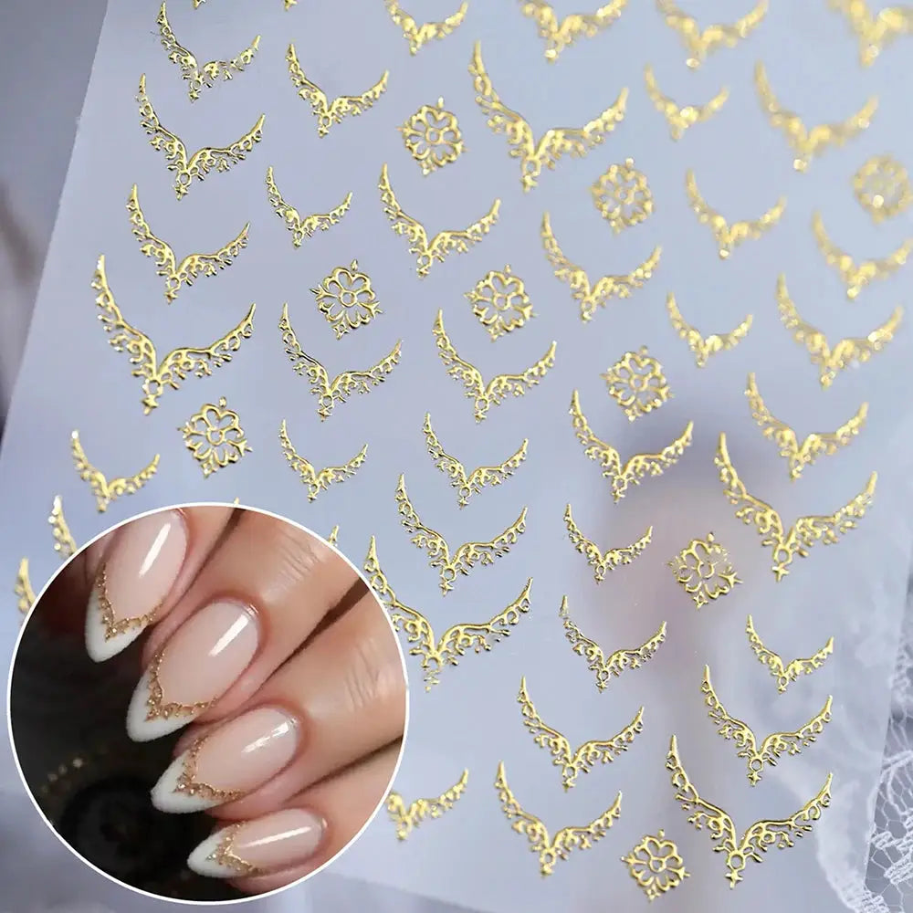 5D Embossed Emerald Gemstones Nail Art Stickers Luxury Golden Frame Baroque Flower Nail Decals Green Rhinestones Nail Supplies from PriceLows™