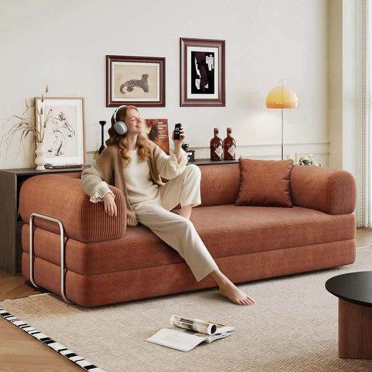 Convertible Sofa Bed | Genuine Leather | Metal Frame | Apartment Use from PriceLows™