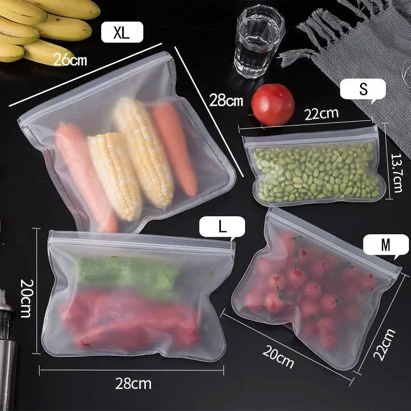 Silicone Storage Bags | Reusable Zip Seal | Airtight | Set of 5