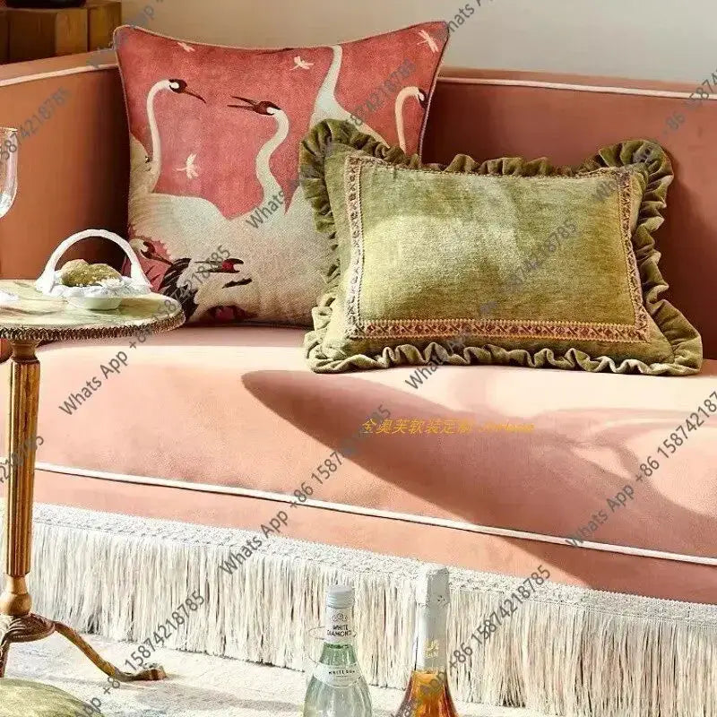 Sofa | French Retro Style | Pink Fringe Fabric | Single