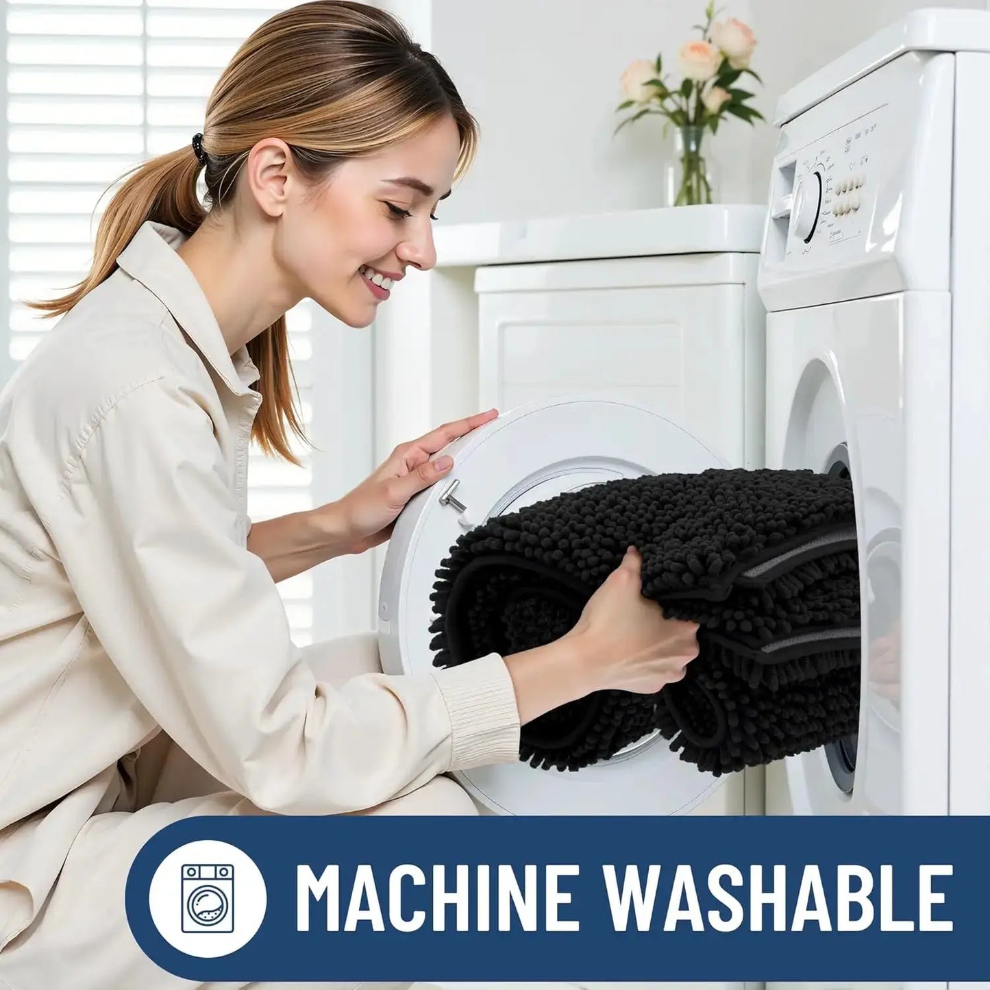 Bathroom Rugs Sets 2 Piece, Soft Absorbent Chenille Machine Washable Non Slip Shaggy Bath Rug Set for Tub, Shower, and F from PriceLows™