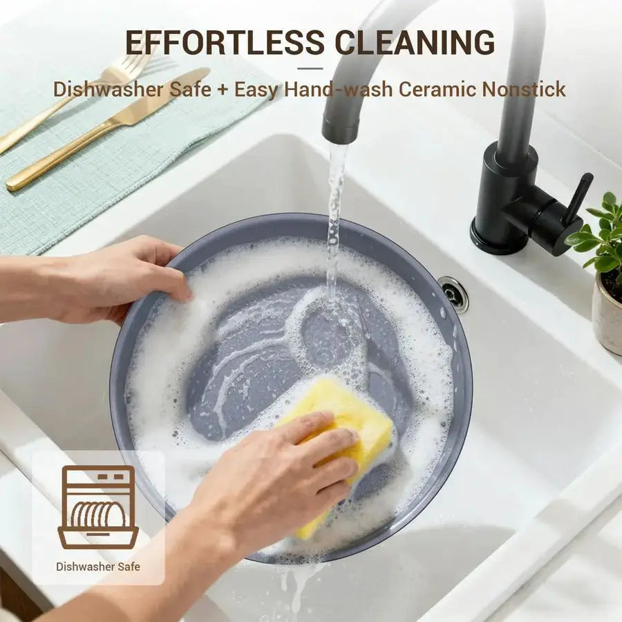 18Piece Ceramic Pots and Pans Set Non Stick, Non Toxic Cookware Set with Removable Handles, Pot Sets for Cooking, Induction Read from PriceLows™