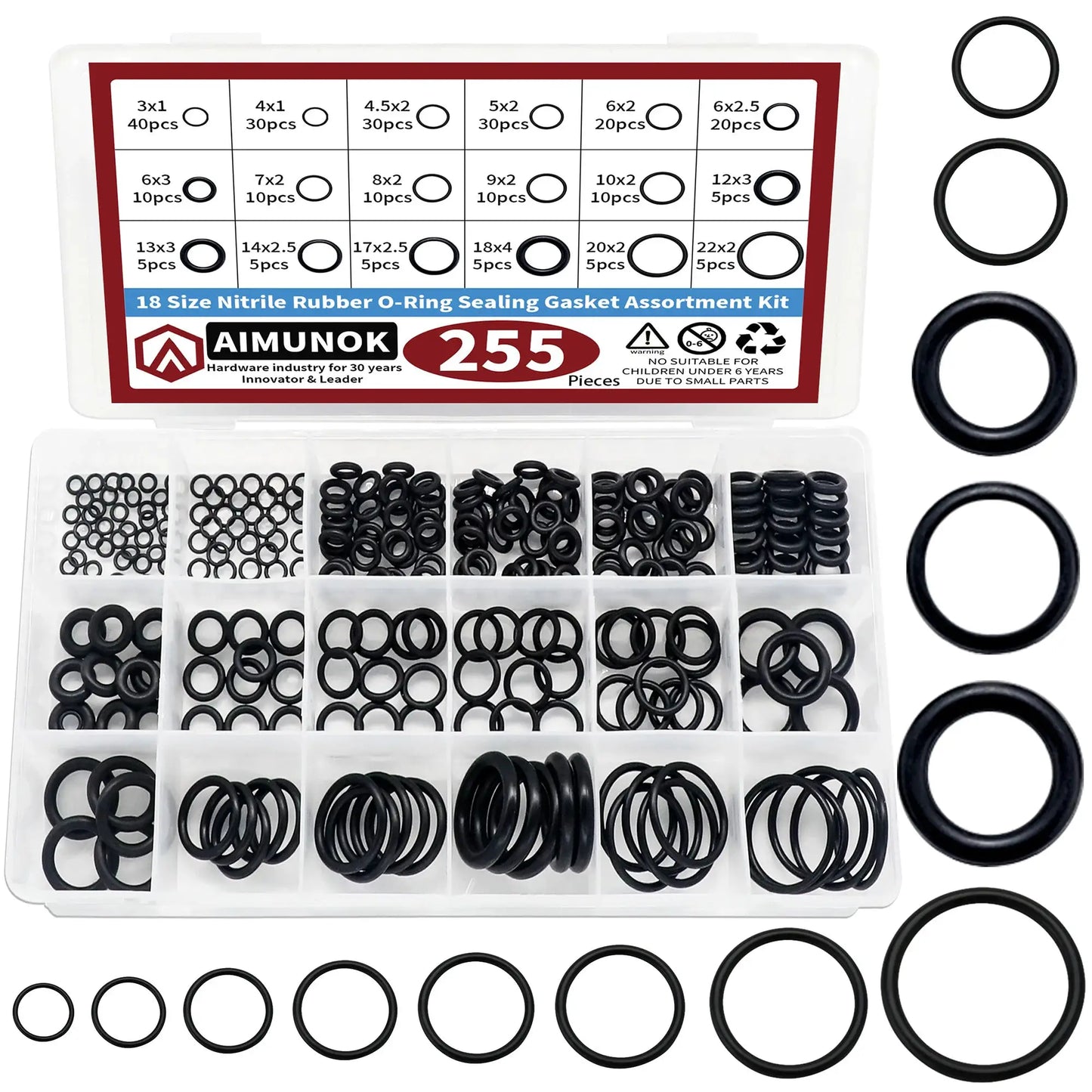 255pcs Rubber O Rings Kit, 18 Size Metric NBR Washer Gasket Sealing Assortment Kit, for Plumbing Faucet, Automotive, Air Or Gas from PriceLows™