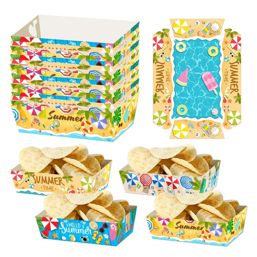 Hawaiian Snack Trays | Tropical Paper Design | 4 8 12 Piece Sets