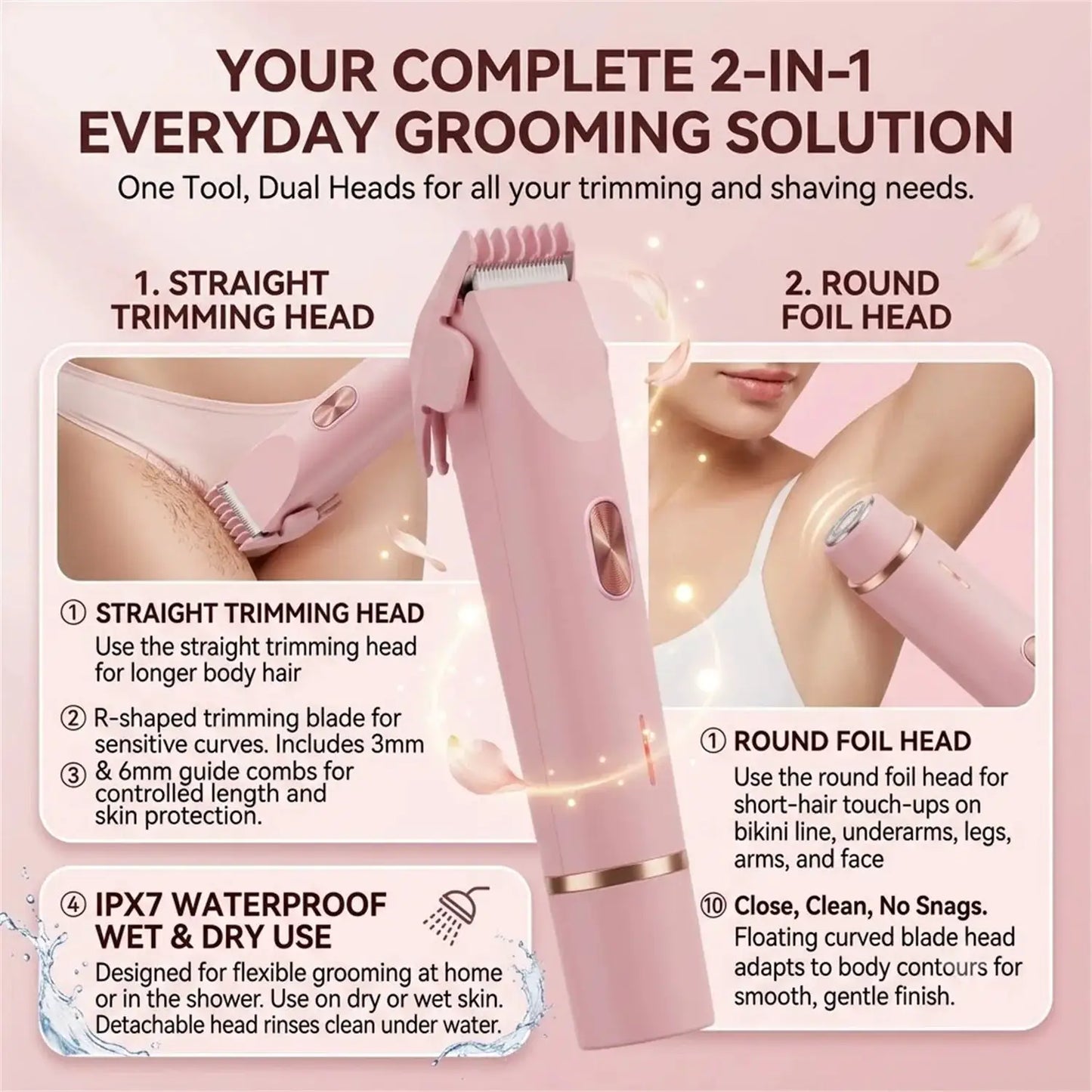 Rechargeable Electric Hair Trimmer | Dual Head | USB Powered