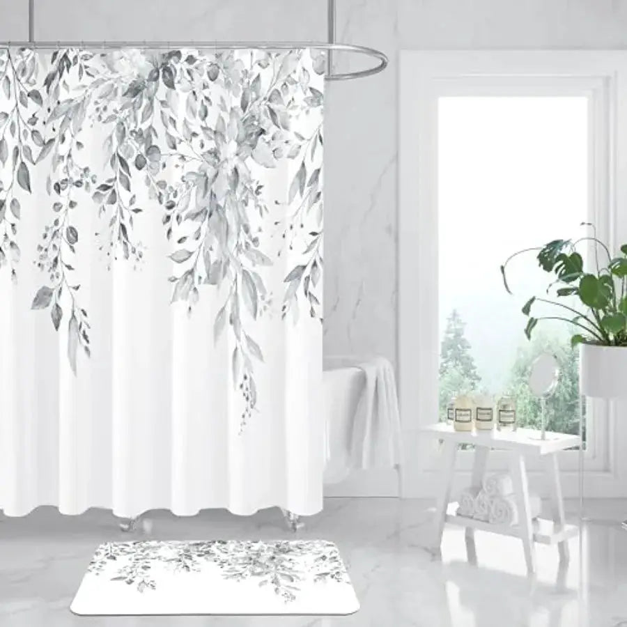 Eucalyptus Leaves Bath Mat Rug Set 2 Pcs, Super Absorbent Quick Dry Bathroom Rug Set, Non Slip Rubber Backed Bathroom Floor Mat from PriceLows™