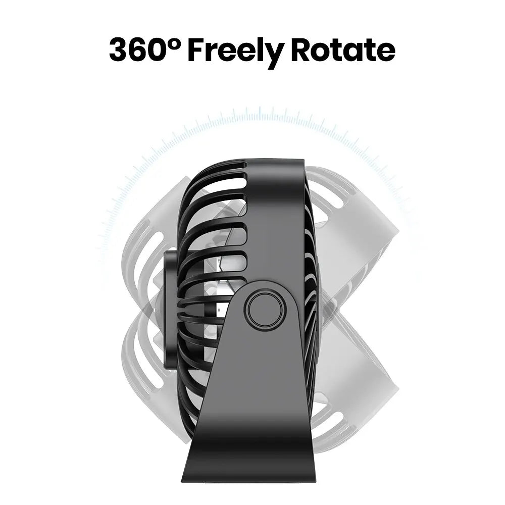 USB Mini Portable Fan | 4 Inch | 3 Speeds | 360 Degree Adjustable