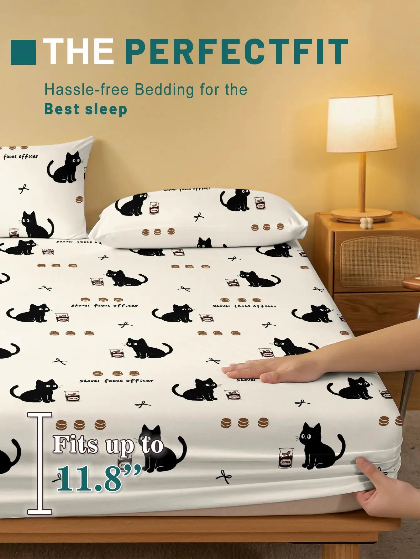 1 Cartoon Cute animal Cat printed matte Fitted Sheet, bedroom printed bed cover, bedding (excluding pillowcases) from PriceLows™