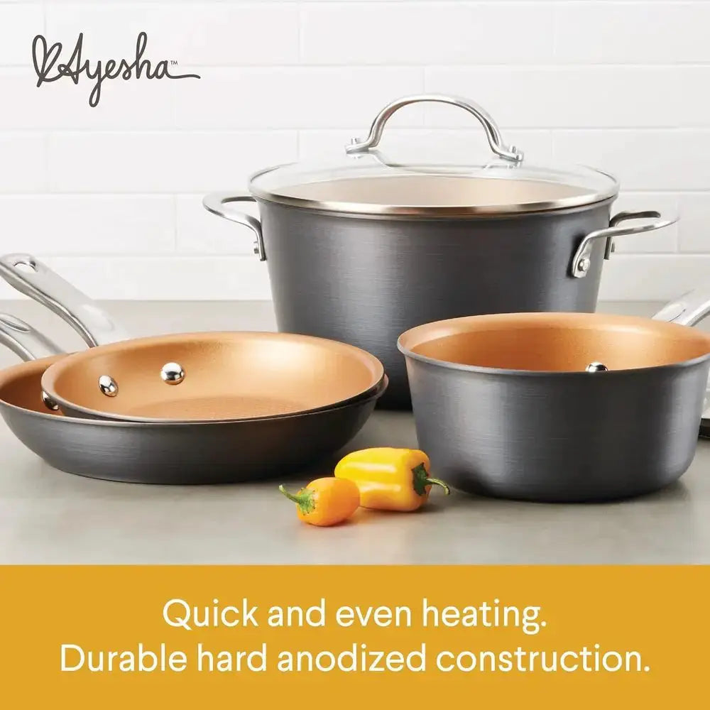 Charcoal Gray 9Pcs Hard Anodized Nonstick Pots Pans Set Home Collection Kitchen Cookware from PriceLows™