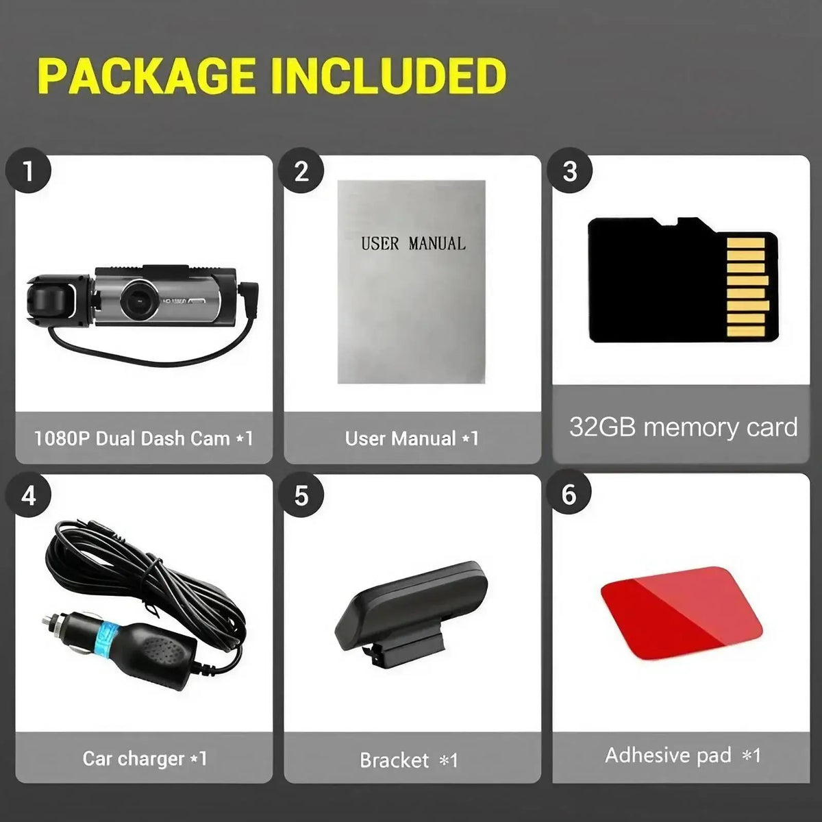 Car Dash Cam | 1080P Hd Dual Lens | Ir Night Vision | 3.5 Inch Ips Screen