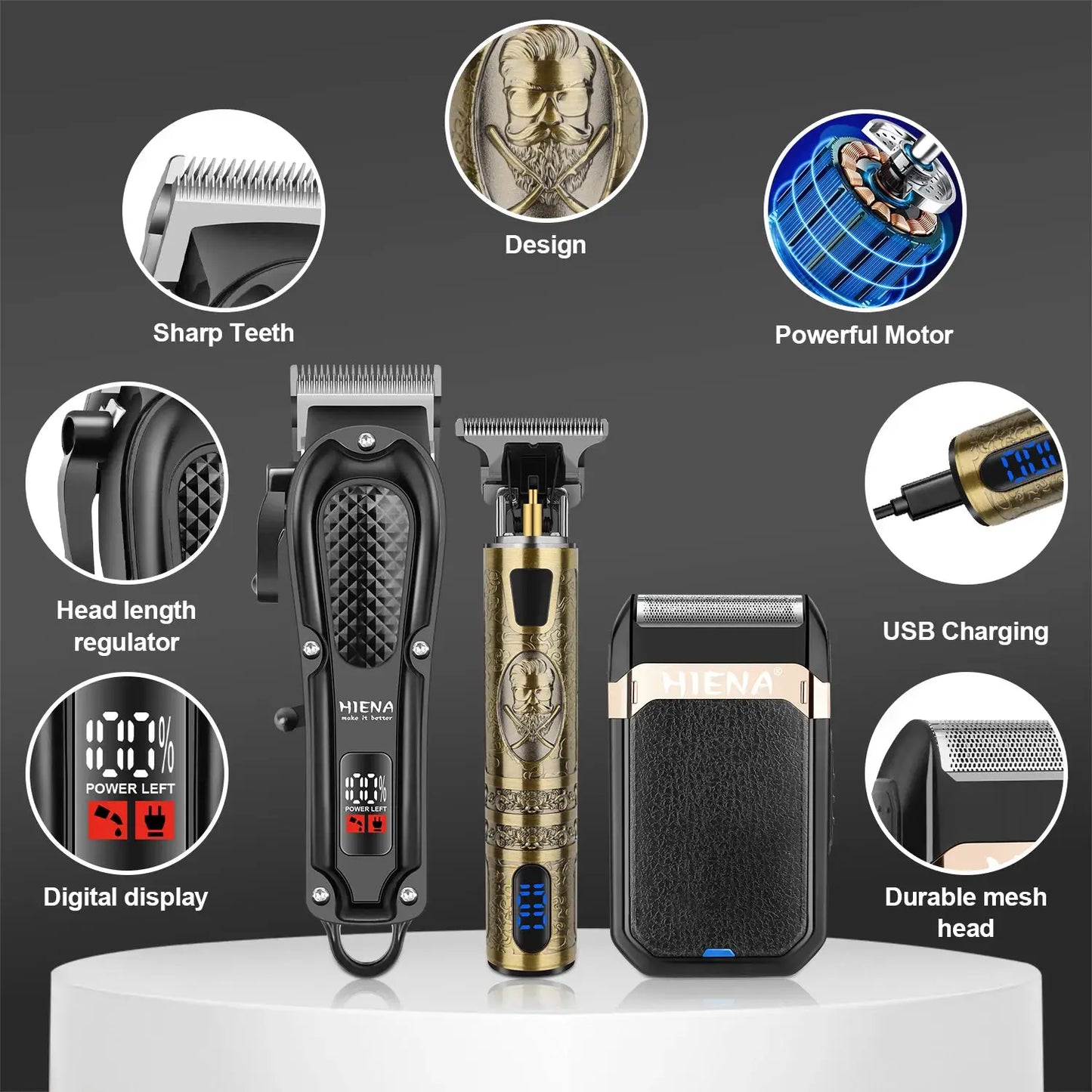 Hair Clipper | Cordless | Stainless Steel Blades | Professional Trimmer Kit