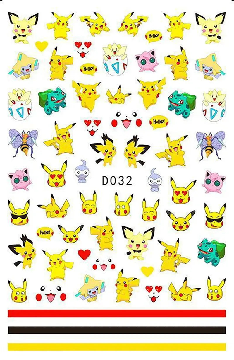 1PCS Cartoon Kawaii Pokémon Nail Stickers 3D Sanrio Hello Kitty Stickers For Nails Nails Accesories Anime Kuromi Nail Supplies from PriceLows™