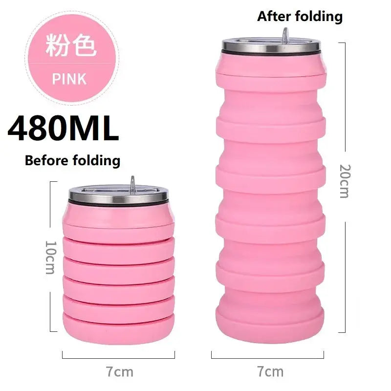 480ML Retractable Silicone Water Bottle Collapsible Cup Outdoor Travel Sport Drink Bottle YDSH03 from PriceLows™
