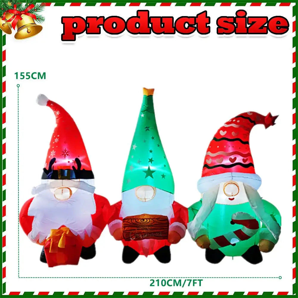 Christmas Inflatables | Built In Led Lights | Three Elf Design | 2.1M High