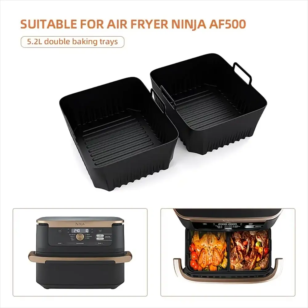 Silicone Air Fryer Basket Liner | Fits Ninja AF500 | Non Stick Reusable | 1 Pack