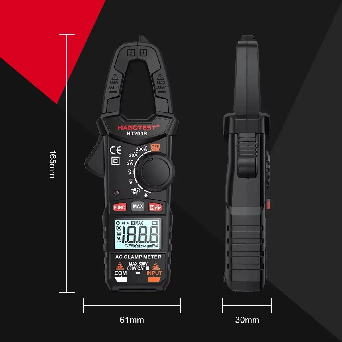 HABOTEST HT200A HT200B Clamp Meter Digital Multimeter, AC Current Ammeter Voltage Tester, 2000 Counts for Electricians Home Use from PriceLows™