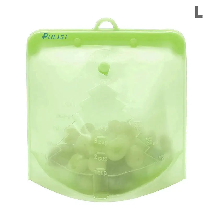 Silicone Reusable Food Bag | Capacities 500ml 1000ml 1500ml | Leakproof | Green