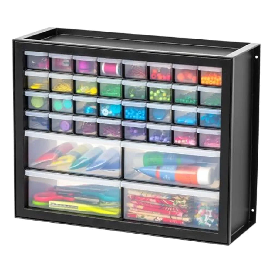 36-Drawer Storage Cabinet, Made in USA, Small Parts Storage Craft Organizer, Tool Chest, Hardware, Electronics, Screws, Nuts & Bolts, Garage & Workshop Storage, Teacher Toolbox, Black from PriceLows™