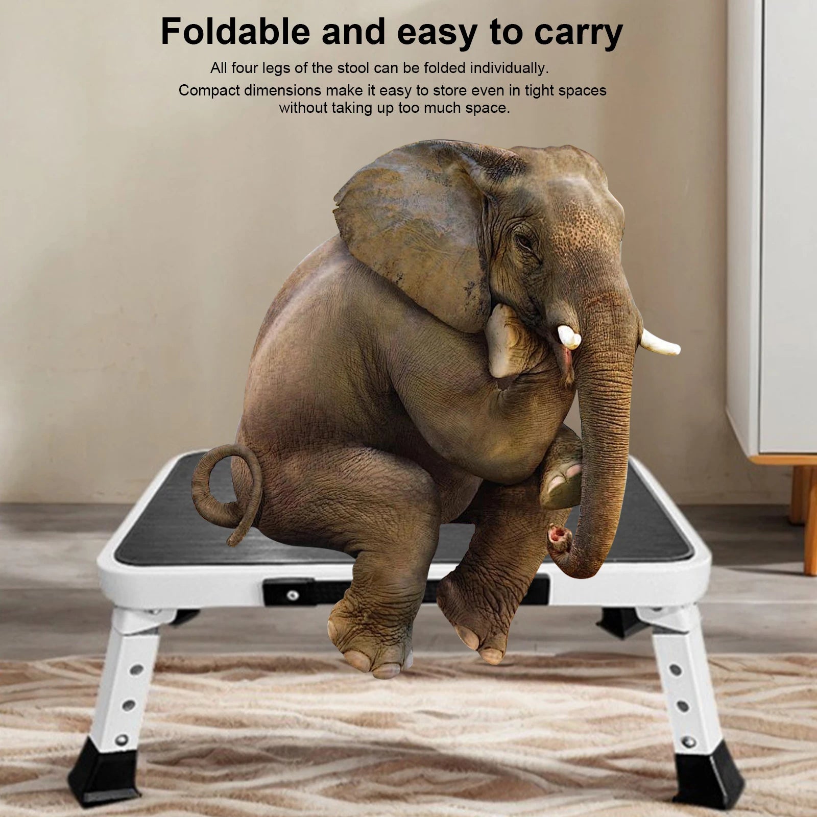 1 Step Foldable Heavy Duty Stepladder with Wide Pedal Lightweight Step Stool Sturdy Steel Ladder for Household Garage Storage from PriceLows™