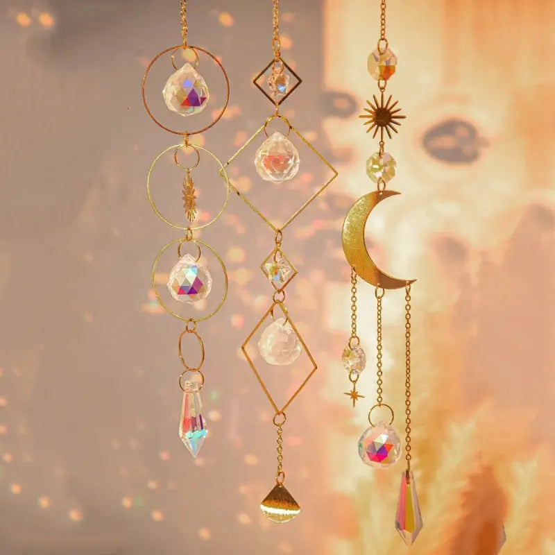Crystal Suncatcher Moon Star Rainbow Sun Catcher Wind Chime Pendant Sun Catcher Pendants Outdoor Garden Yard Hanging Decor from PriceLows™