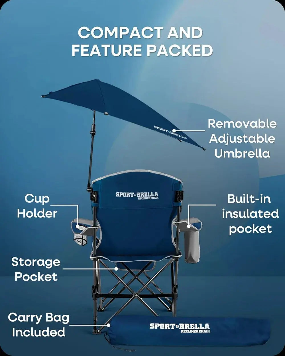 Reclining Beach Chair with Adjustable Canopy, Portable Folding Lounge Chair for Outdoor Sun Shade from PriceLows™