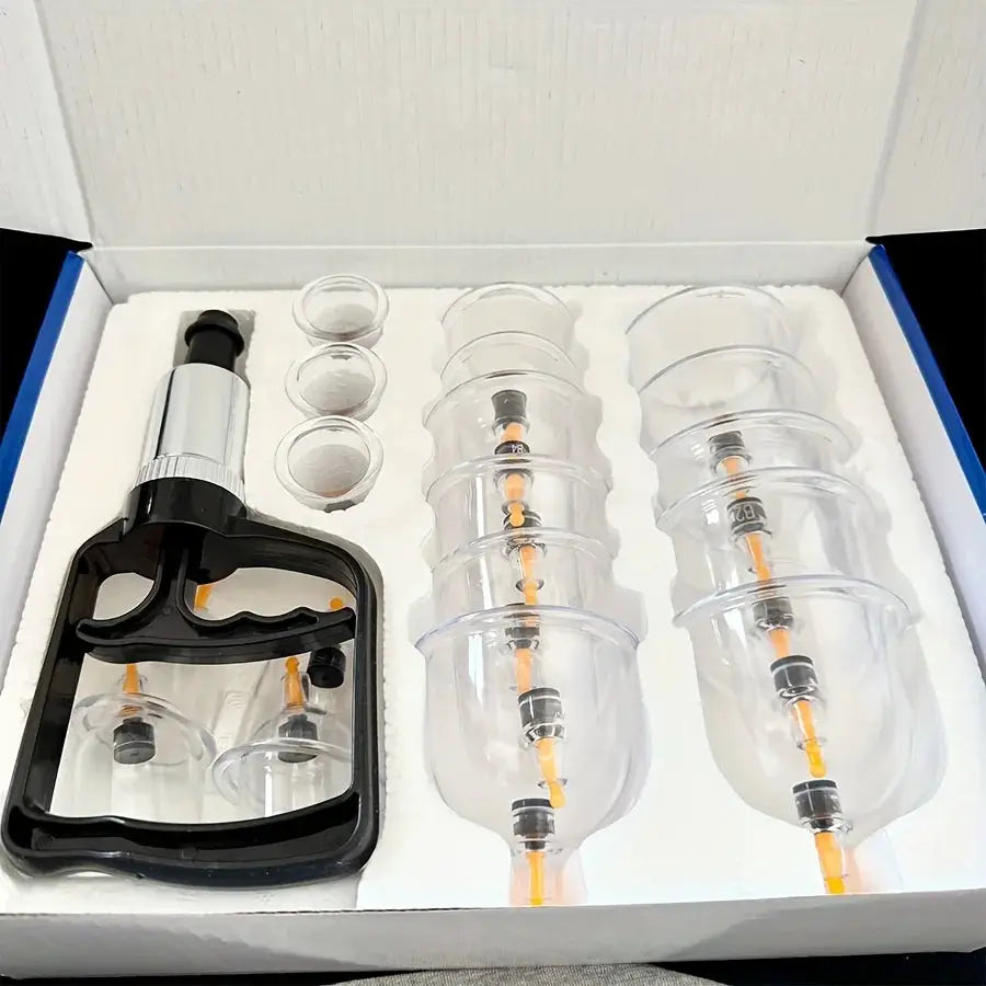 18 Piece Vacuum Cupping Set With Hand Pump And Multiple Cups