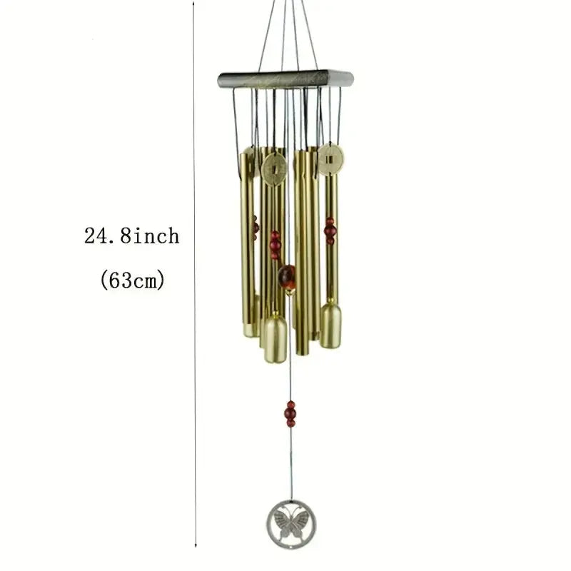 [Copper Wind Chime] Copper Large Wind Chime with Butterfly Design | Aluminum Alloy Tubes for Outdoor Garden Decor, Patio Art, from PriceLows™