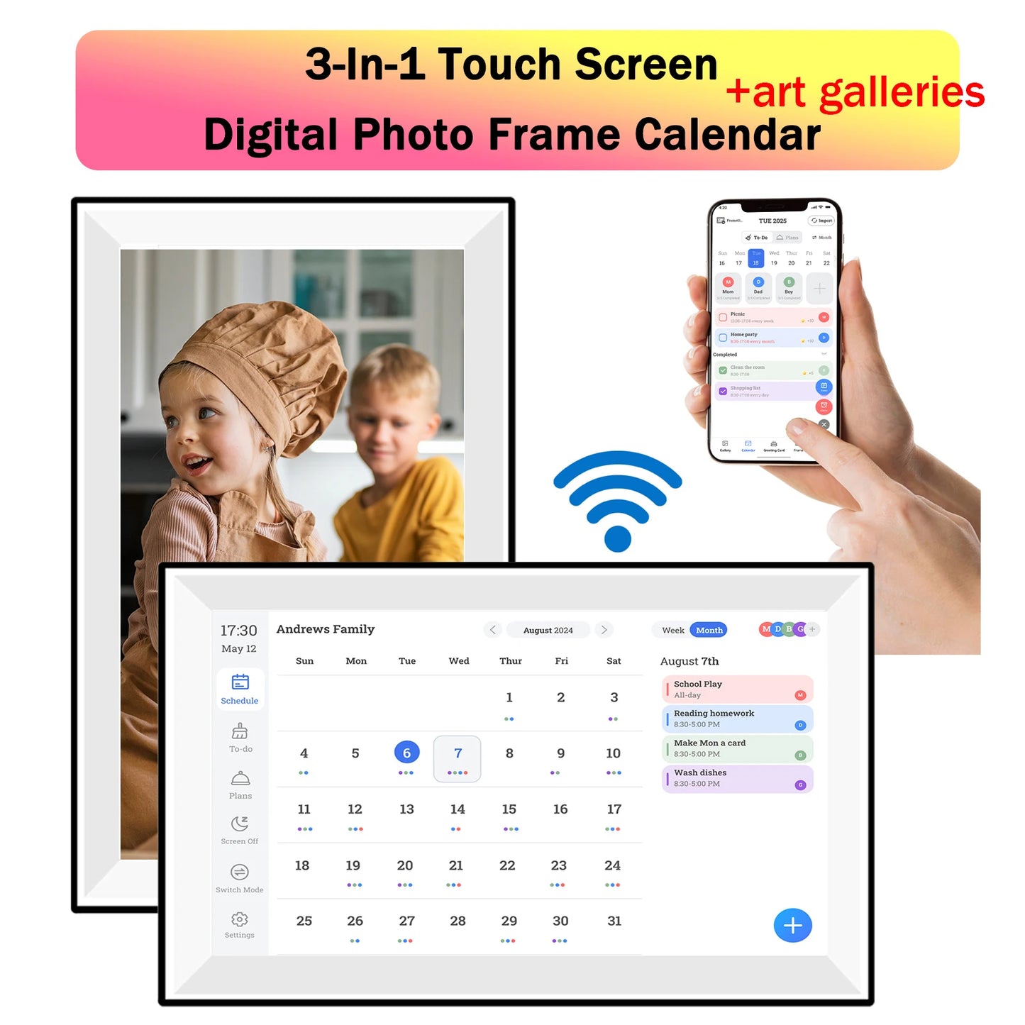 15.6 inch built in 32GB WiFi Large touch ips digital photo frame 1920*1080 WiFi Smart Frame Share Photos and Videos via frameo from PriceLows™