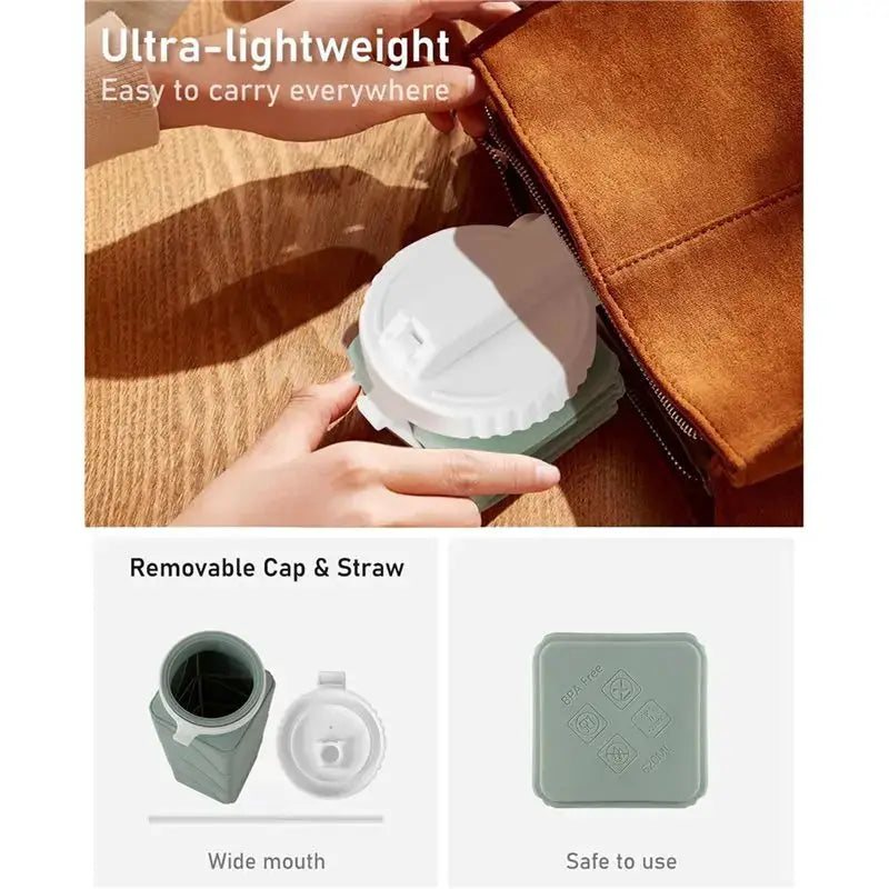 【THANKSGIVING DAY】2Pcs Collapsible Water Bottles 21 Oz - BPA Free, Leak Proof,Foldable Collapse Water Bottle With Straw For Fitn from PriceLows™