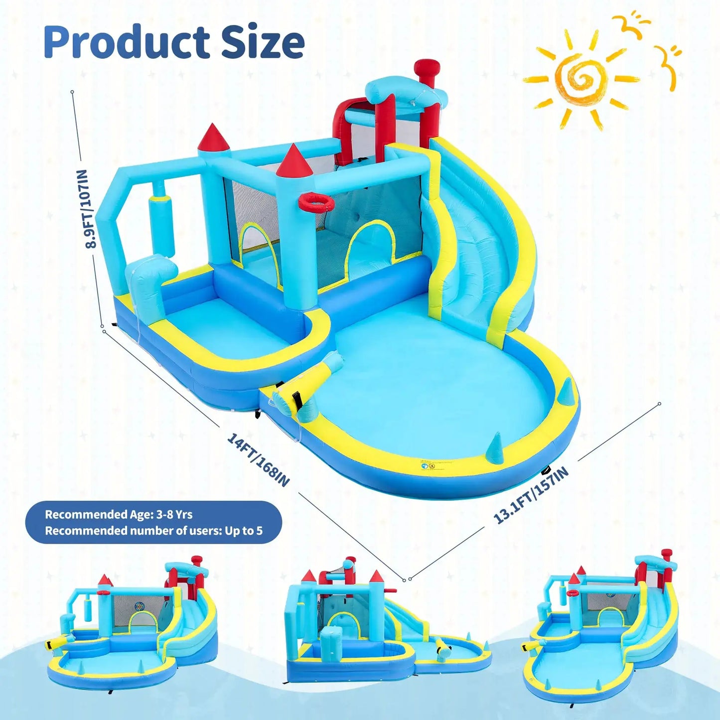 Inflatable Bounce House With Blower Wet Dry Water Slide Kids Jumping Castle Splash Pool Climbing Wall For Indoor Outdoor from PriceLows™