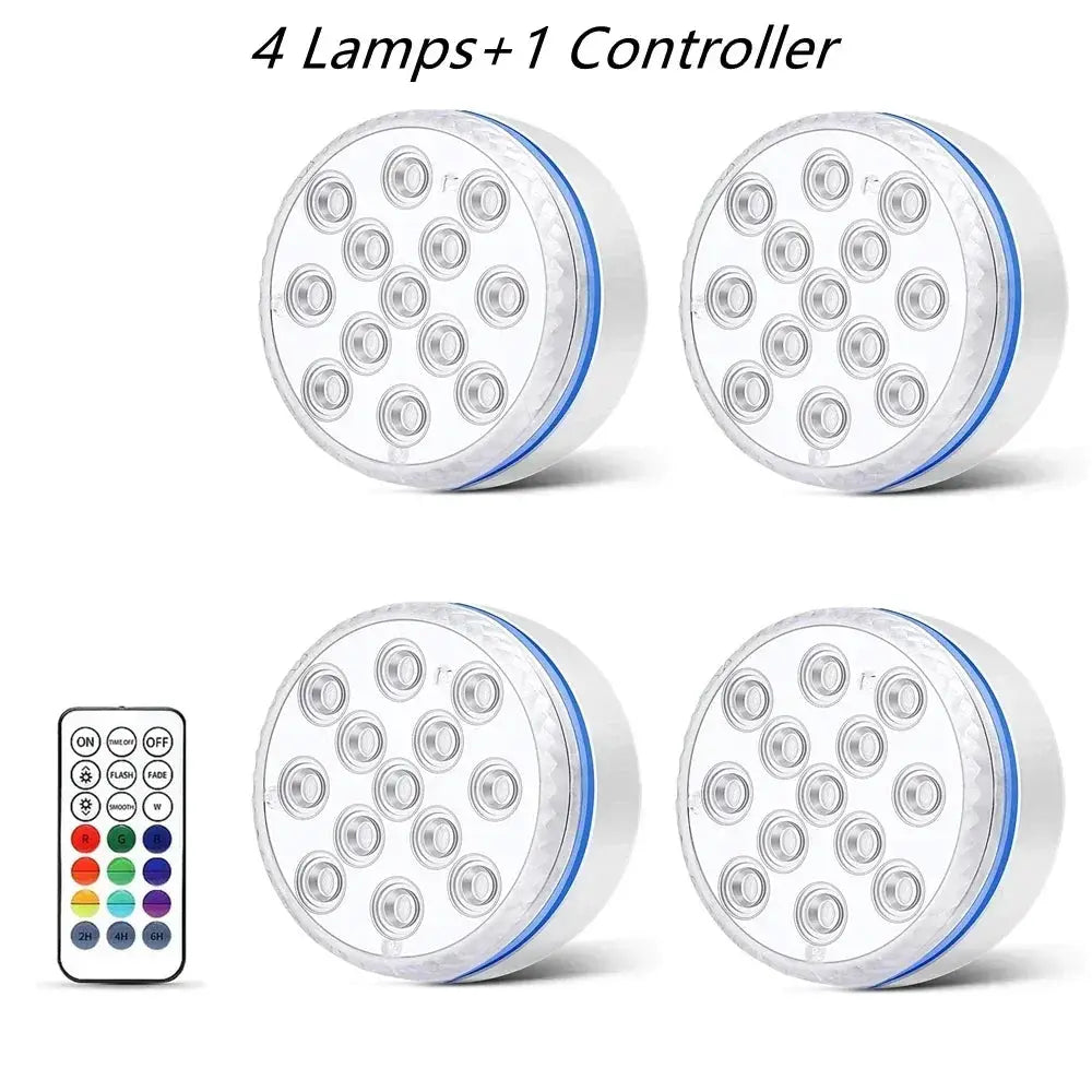 Updated IP68 Submersible Lights RGB Underwater Pool Lights with RF Remote Magnet Suction Cups Night Lamp for Pond Pool Aquarium from PriceLows™
