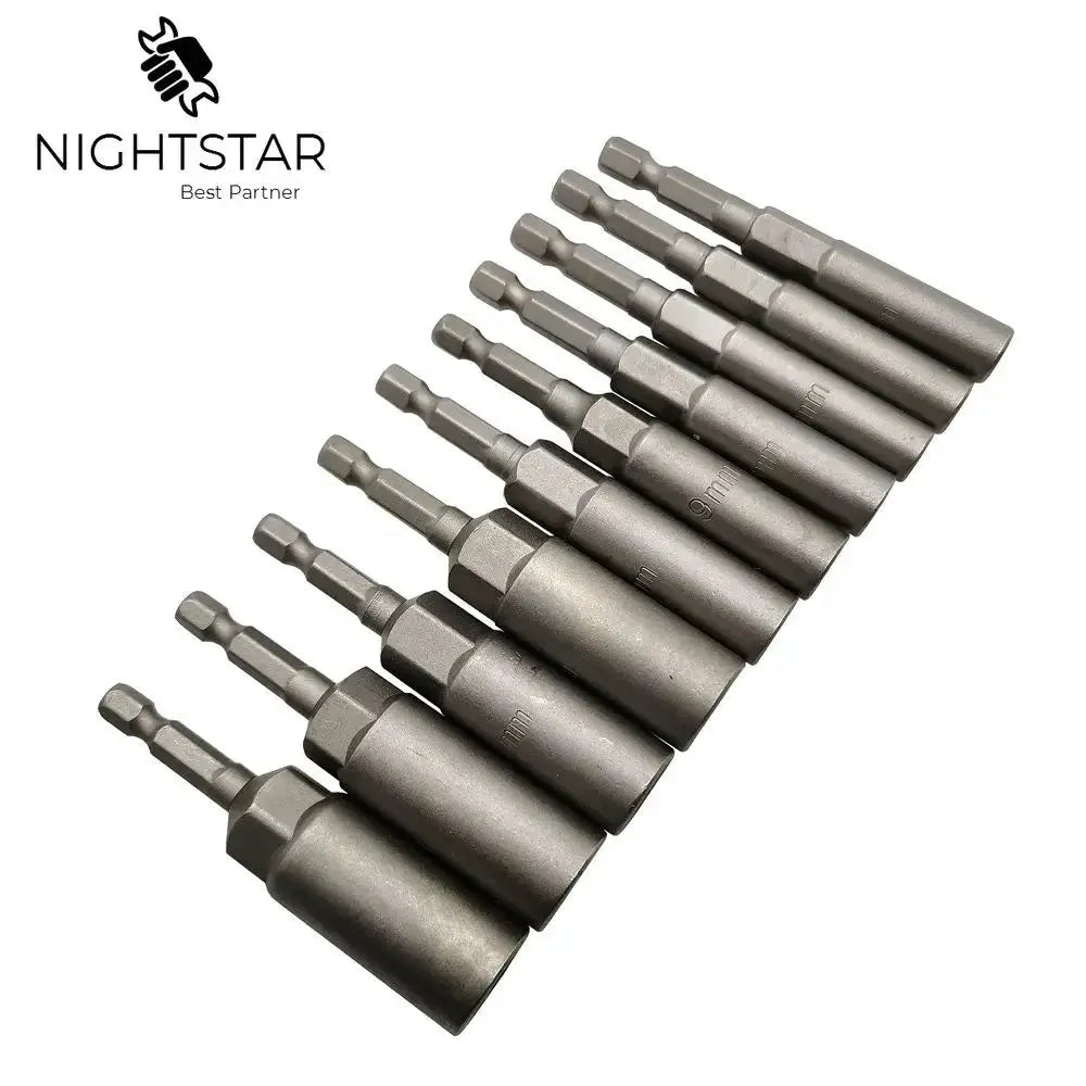 10Pcs 80mm Length Impact 1/4" Hex Shank Metric Wrench Socket Bit 5.5-14mm Electric Power No Magnetic Screwdriver Nut Driver Set from PriceLows™