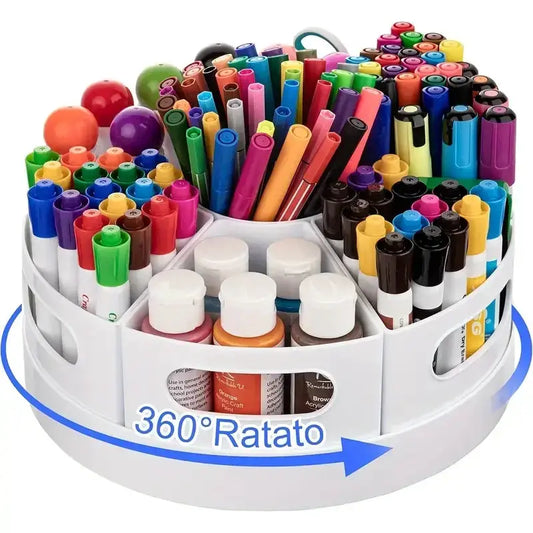 Desk Organizer | 360 Degree Rotation | 7 Removable Bins | Pen Holder from PriceLows™