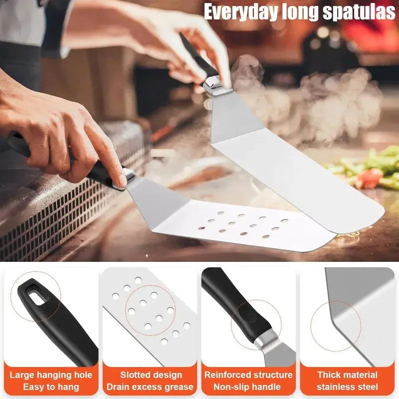 Griddle Accessories Kit | Enlarged Spatulas Included | Scraper | Teppanyaki Set