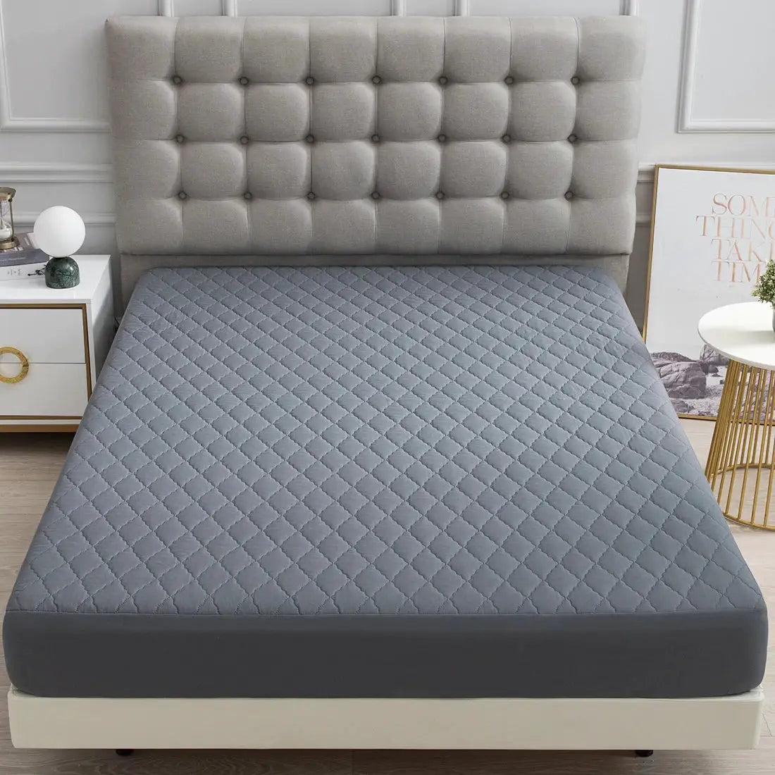 XM-Luvetoria 1pc Splash-proof Quilting Fitted Sheet Soft Solid Color Breathable Bedding Washable All Seasons Hotel Mattress Protector Covers from PriceLows™