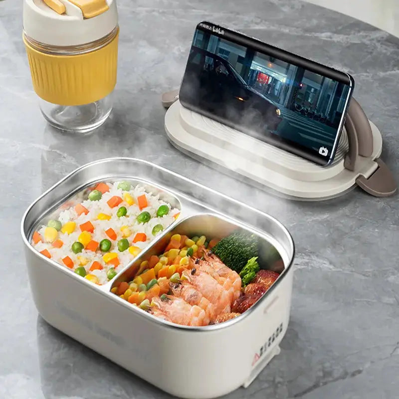 Portable Electric Heating Lunch Box Stainless Steel Constant Temperature 1L School Office Plug-In Heated Insulated Lunch Box from PriceLows™