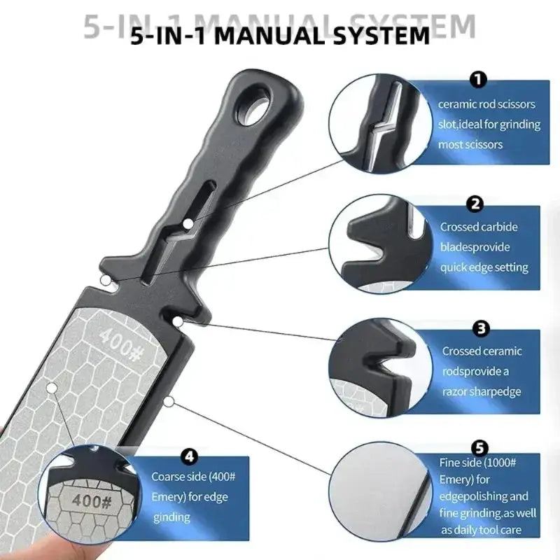 5 in1 Knife Sharpener Diamond Bars 400/1000 Multi-Tool Kitchen Knives Tungsten Steel Ceramic Grinding Double-Sided Whetstone 숫돌 from PriceLows™