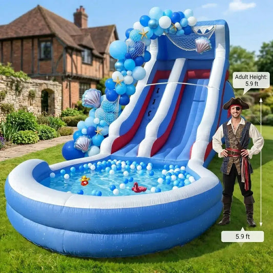 Water Slide | Oxford Material | Outdoor Inflatable | Blue White Red