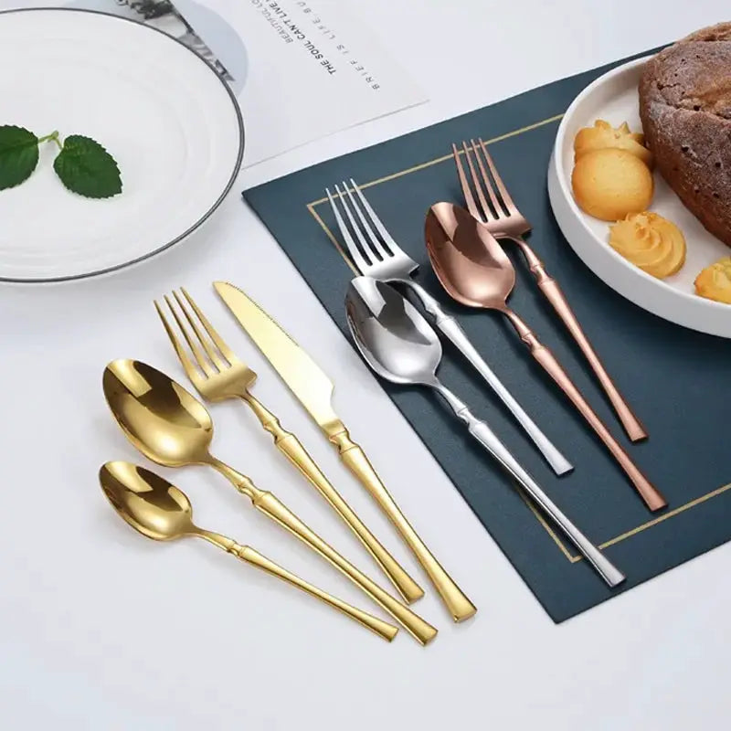 20/30/40Pcs Silver Cutlery Stainless Steel Dinnerware Set Fork Spoon Knife Dinner Set Kitchen Flatware Silverware Tableware Set from PriceLows™