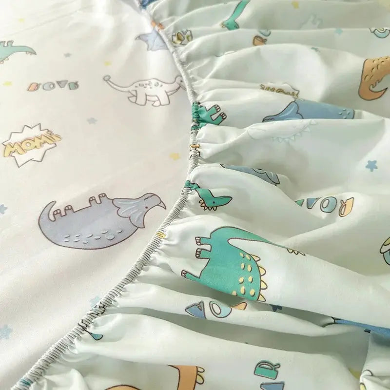 Cartoon Dinosaurs Fitted Sheet 1Pc Kawaii Mattress Cover Wild Animal Flower Leaf Bedding Set for Boys Girls Adult No Pillowcases from PriceLows™