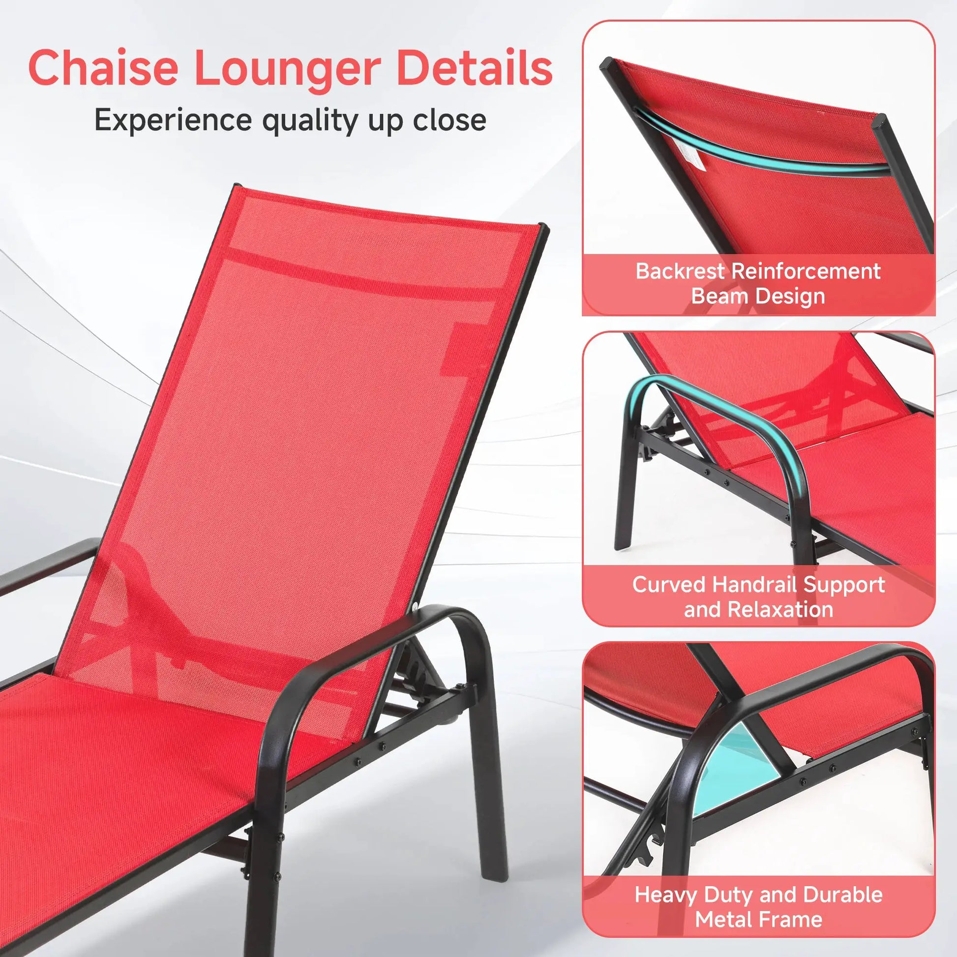 JHK Folding Portable 8-legged Beach Chair Outdoor Sun Chairs with Armrests Metal Frame Lounge Recliner Chair for Patio Backyard from PriceLows™