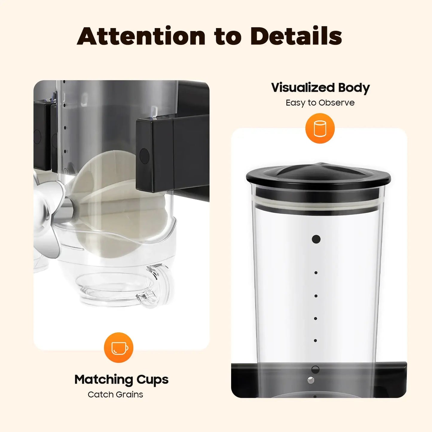 Cereal Dispenser with Cup Wall Holder Screw Set Large Capacity for Storing Nuts, Coffee Beans Candies Cereals Storage Assistant from PriceLows™