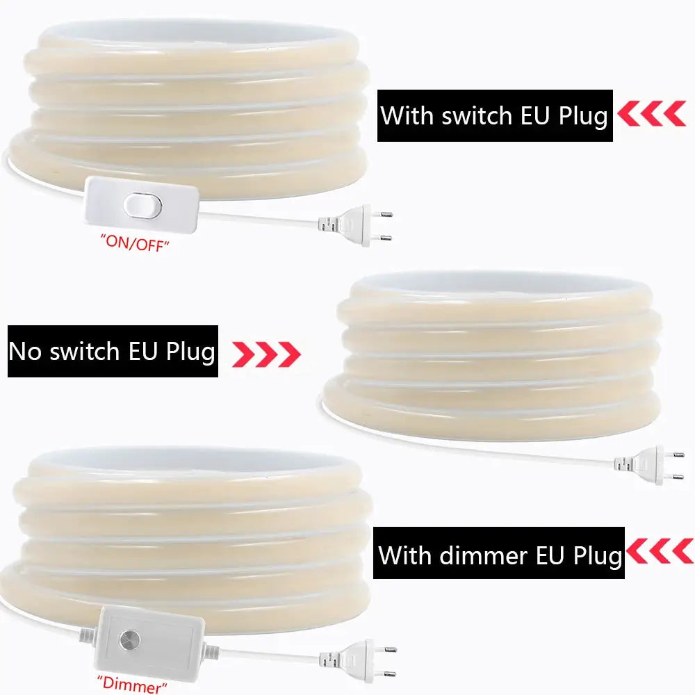 Dimmable 220V COB Led Strip Light ON/OFF Dimmer 288Leds/M Waterproof Flexible Neon Lamp EU Power Kit Warm White Red Home Decor from PriceLows™