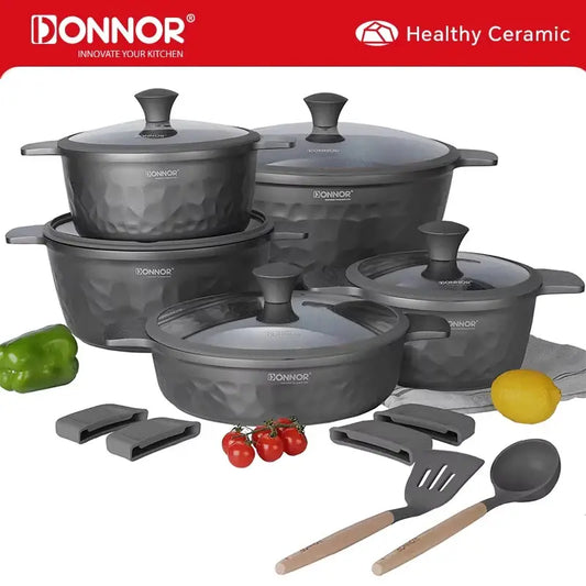 DONNOR 16Pcs Stockpot with Lid Kitchen Induction Cookware Set Multipurpose Stock Pot for Stew Simmering Soup Pot JT450 from PriceLows™
