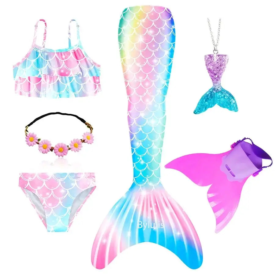 Girls Swimming Mermaid Tail Mermaid Costume Dress Cosplay Christmas Birthday Gift Swimsuit Can Add Monofin Fin Halloween Costume from PriceLows™