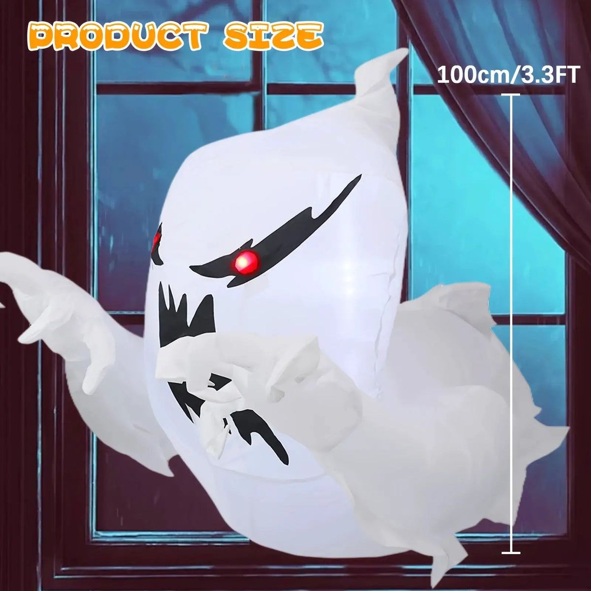 Inflatable Ghost Decoration | 3.3 Ft Outdoor | Built In Led | Halloween Prop