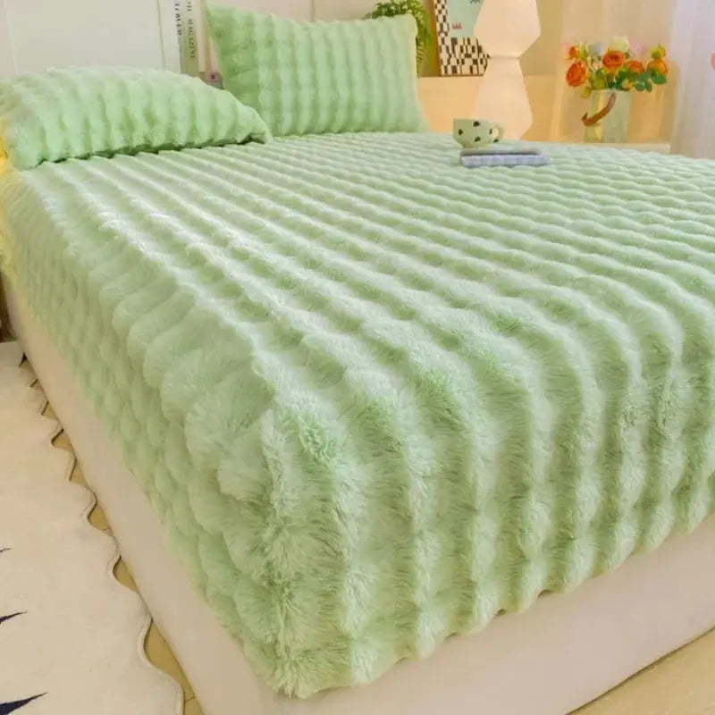 Fitted Bed Sheet | Plush Winter Warm | Solid Color | Full To King