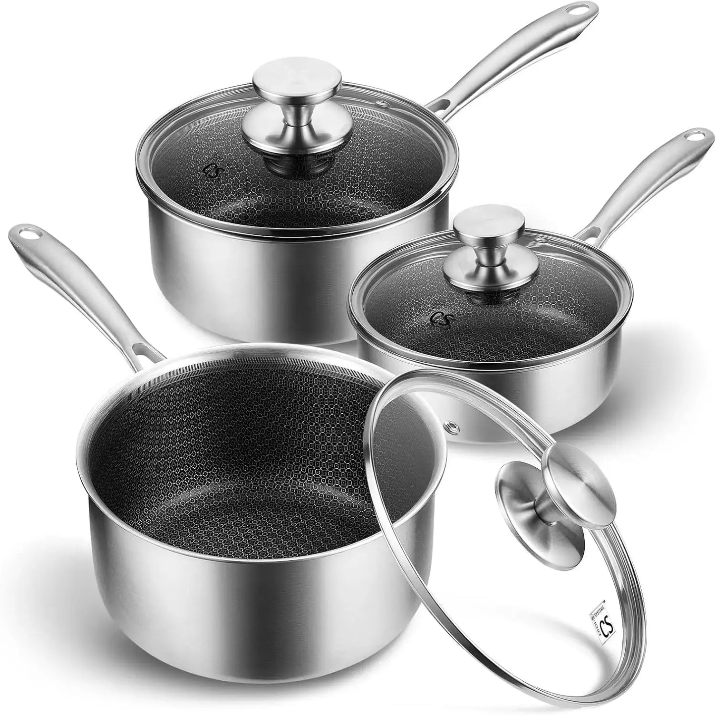 KOCH SYSTEME CS Hybrid Nonstick Stainless Steel Saucepan, 1+2+3 Quart Tri-Ply Stainless Steel Sauce Pan, Sauce Pan Set from PriceLows™