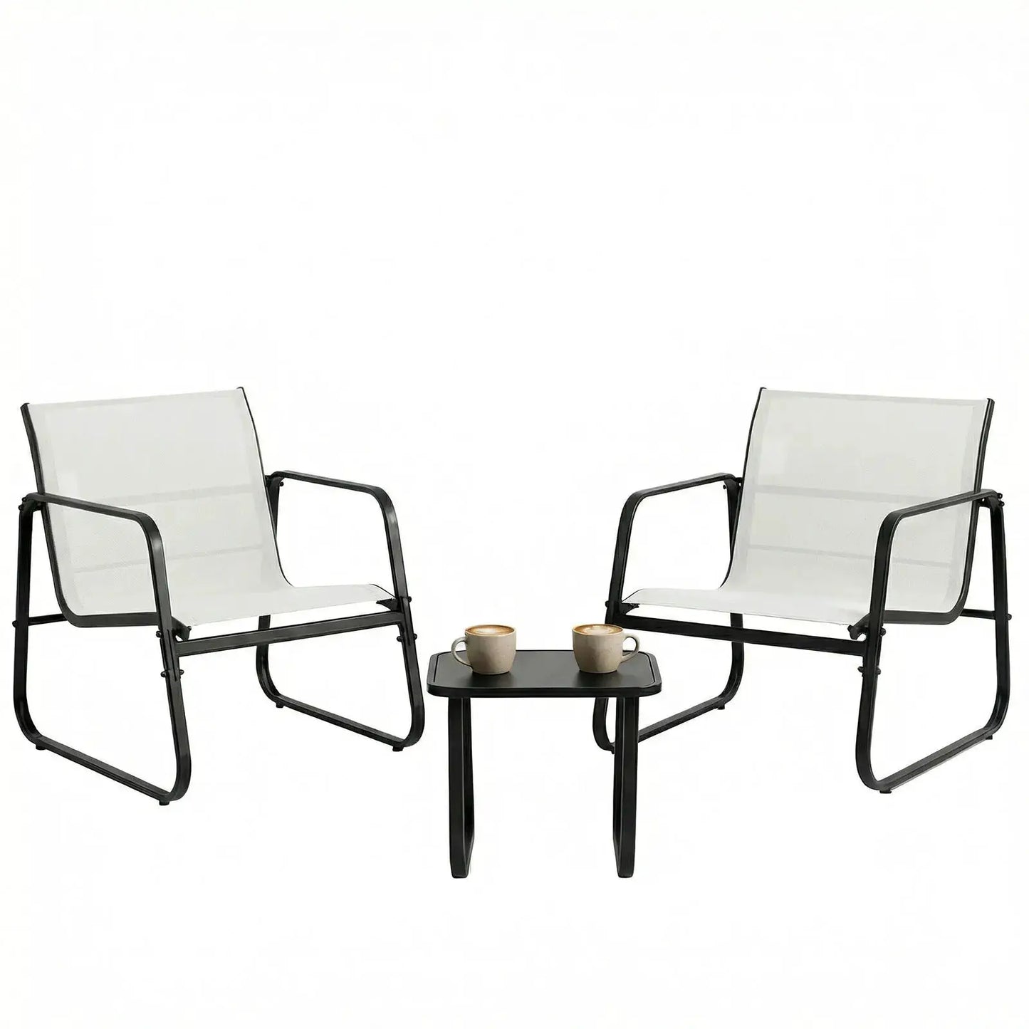 JHK Patio Furniture 3 Pieces Set with Table Outdoor Metal Frame Lumbar Support Mesh Backrest Sectional Balcony Sets for Garden from PriceLows™