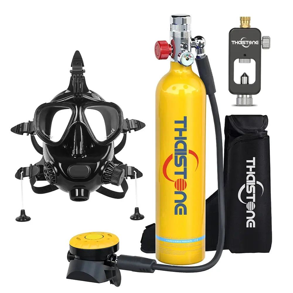 THAISTONE Colorful 1L Scuba Oxygen Tank Set with Full Face Mask, Backup Air Cylinder & Emergency Rescue Pony Bottle，15-25 Min from PriceLows™